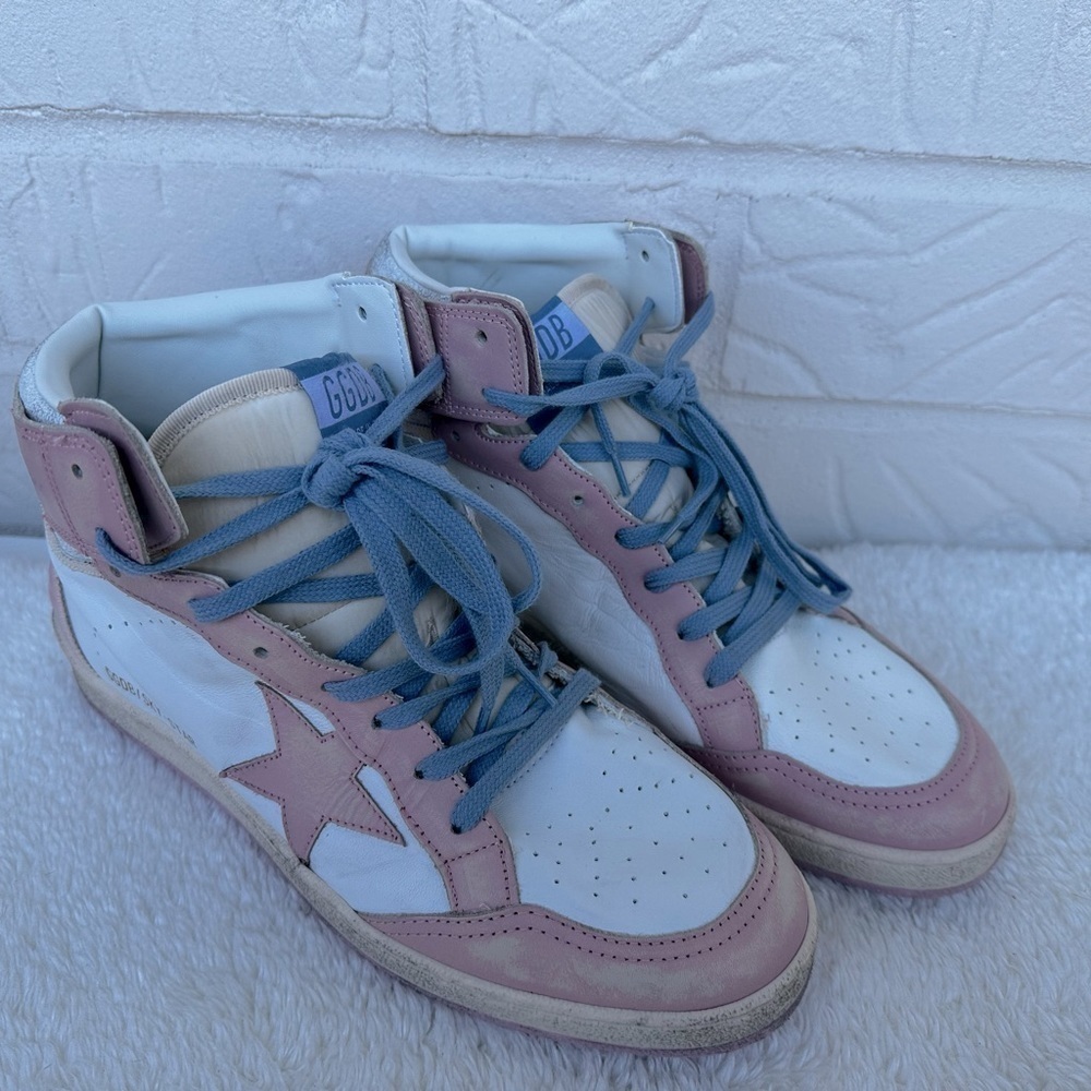 New Golden Goose Sky Star High Top Pink/White Sneakers Size 42 - Picture 5 of 12